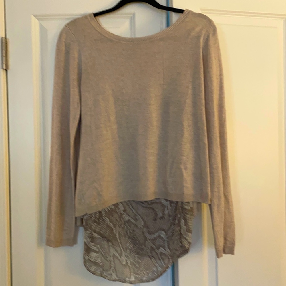 Tan sweater with silky tank attached